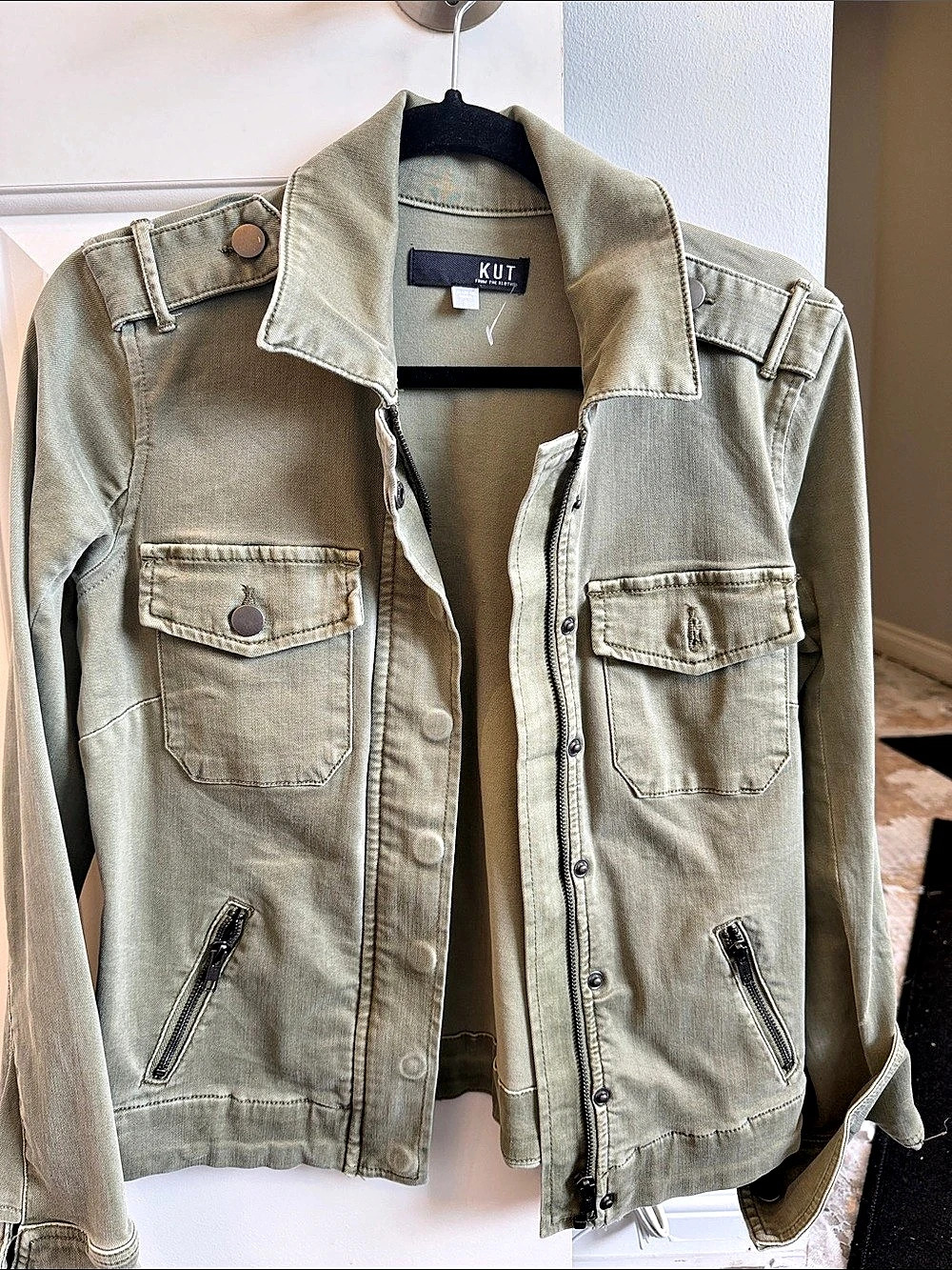 Kut from the Kloth Olive Green Cotton Utility Jacket